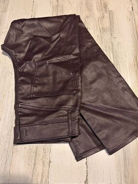 Faux Leather Leggings in Deep Plum